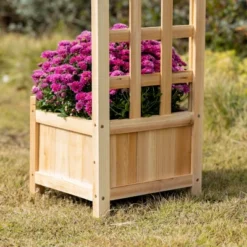 Outsunny Raised Garden Bed With Trellis Board Back & Strong Wooden Design & Materials -Outsunny GUEST b1148f9f 75cd 417b aa63 58527d0103ac