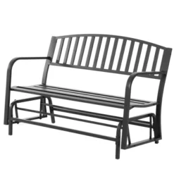 Outsunny Patio Glider Bench Outdoor Swing Rocking Chair Loveseat With Power Coated Sturdy Steel Frame, Black -Outsunny GUEST b131eb21 95de 4d2a 9554 ba27727bc9aa
