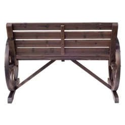 Outsunny Wooden Wagon Wheel Bench Rustic Outdoor Patio Furniture, 2-Person Seat Bench With Backrest -Outsunny GUEST b2a3a939 9d33 44f4 9d09 da694bfe5ee7