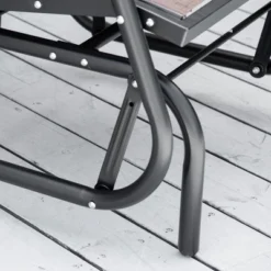 Outsunny Outdoor Glider Chair, Swing Chair With Breathable Mesh Fabric, Curved Armrests And Steel Frame For Porch, Garden, Poolside, Balcony, Brown -Outsunny GUEST b309cef9 c3dd 4b46 abc9 9e712267e8e3