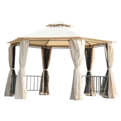 Outsunny 13' X 13' Outdoor Patio Gazebo Canopy Pavilion With Removable Mesh Netting, Curtains, Double Tiered Roof, UV Protection & Large Floor Space -Outsunny GUEST b36f507d 31d5 4a78 84eb d59892a9fd39