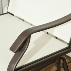 Outsunny 3 Piece Outdoor Glider Chair With Coffee Table Bistro Set, 2 Patio Rocking Chairs With Breathable Sling Fabric, Glass Tabletop, Cream White -Outsunny GUEST b4ff8aa9 cc64 4c98 a9dc 9fb18036f500