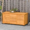 Outsunny 75 Gallon Wooden Deck Box, Outdoor Storage Container With Aerating Gap & Weather-Fighting Finish