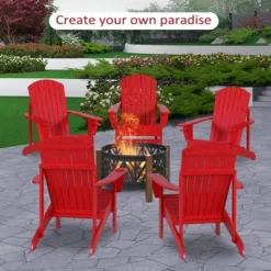 Outsunny 2 Piece Oversized Adirondack Chair Set, Outdoor Fire Pit And Porch Seating, Classic Log Lounge W/ Built-in Cupholder For Patio, Backyard, Red -Outsunny GUEST b6c72db9 4305 4a14 9b7f 769b64ac2e45