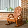 Outsunny Adirondack Rocking Chair With Slatted Design And Oversize Back For Porch, Poolside, Or Garden Lounging, Teak