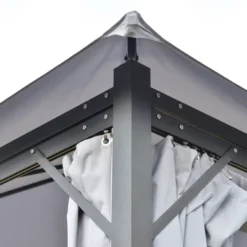 Outsunny 13' X 10' Outdoor Patio Gazebo Soft Top Canopy With PA Coated Polyester Roof, Steel/Aluminum Frame, Curtains & Netting Sidewalls, Gray -Outsunny GUEST b9c4849e 9633 4376 8069 d7d0e1a6459a