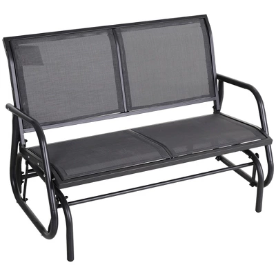 Outsunny 2-Person Outdoor Glider Bench Patio Double Swing Rocking Chair Loveseat W/Power Coated Steel Frame For Backyard Garden Porch 9 Outsunny 2-Person Outdoor Glider Bench Patio Double Swing Rocking Chair Loveseat W/Power Coated Steel Frame For Backyard Garden Porch - Image 9