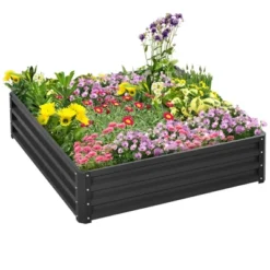 Outsunny 4' X 4' X 1' Galvanized Raised Garden Bed, Planter Raised Bed With Steel Frame For Vegetables, Flowers, Plants And Herbs -Outsunny GUEST bda9add1 ad3a 49c9 a8cb 6bbd10f6ca42