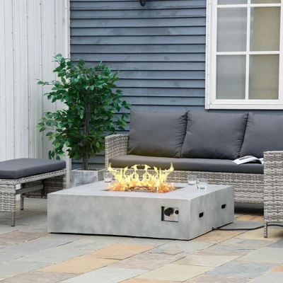 Outsunny Outdoor Propane Fire Pit Table Faux Grey Ledge Stone 42-inch Square Fire Table, 50,000BTU Auto Ignition Gas Firepits With Protective Cover 2 Outsunny Outdoor Propane Fire Pit Table Faux Grey Ledge Stone 42-inch Square Fire Table, 50,000BTU Auto Ignition Gas Firepits With Protective Cover - Image 2