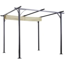 Outsunny 10' X 10' Retractable Patio Gazebo Pergola With UV Resistant Outdoor Canopy & Strong Steel Frame -Outsunny GUEST bdfca953 8aa1 4b31 b042 dbcb9f93fbd3
