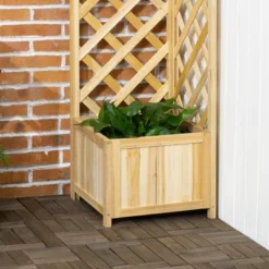 Outsunny Rustic Corner Planter With Trellis, Wooden Raised Garden Boxes Flower Bed For Backyard, Patio, Deck, Corner Use -Outsunny GUEST bf7d3ab3 3661 4f13 8018 2eeb81c0f157