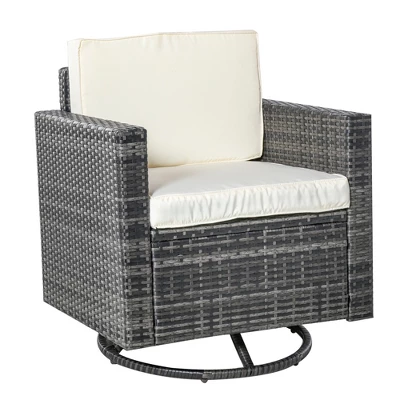 Outsunny Rattan Wicker Swivel Rocking Chair With Armrest, Soft Thick Cushions, Outdoor Club Chair With Steel Frame For Patio, Lawn, Garden, Yard 6 Outsunny Rattan Wicker Swivel Rocking Chair With Armrest, Soft Thick Cushions, Outdoor Club Chair With Steel Frame For Patio, Lawn, Garden, Yard - Image 6
