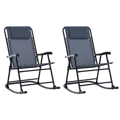 Outsunny Set Of 2 Rocking Chairs Patio Lawn Chair Beach Reclining Folding Chairs With Pillow, Outdoor Portable Recliner For Camping Fishing Beach 8 Outsunny Set Of 2 Rocking Chairs Patio Lawn Chair Beach Reclining Folding Chairs With Pillow, Outdoor Portable Recliner For Camping Fishing Beach - Image 8