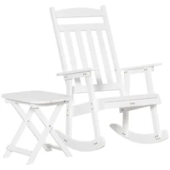 Outsunny Wooden Rocking Chair Set, 2-Piece Outdoor Porch Rocker With Foldable Table For Patio, Backyard And Garden -Outsunny GUEST c10ca7c6 7aee 4f41 844f e2600c162769
