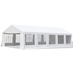 Outsunny Large Outdoor Carport Canopy Party Tent With Removable Protective Sidewalls & Versatile Uses, White -Outsunny GUEST c1a7f41d 5efd 4b17 894e a630b2502fa7