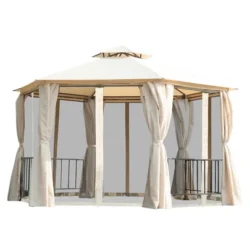 Outsunny 13' X 13' Outdoor Patio Gazebo Canopy Pavilion With Removable Mesh Netting, Curtains, Double Tiered Roof, UV Protection & Large Floor Space -Outsunny GUEST c2b2c633 8aa3 4af8 a4b8 1617d89ddf56