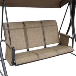 Outsunny 3 Person Patio Swing Porch Swing Outdoor Swing Chair With High Back Design, Side Pouches And Adjustable Canopy, Brown -Outsunny GUEST c37fbc75 78a5 4207 8dfe 1fd91f4956b2