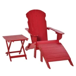 Outsunny 3-Piece Folding Adirondack Chair Set With Ottoman And Side Table, Outdoor Wooden Accent Furniture Fire Pit Lounge Chairs For Patio -Outsunny GUEST c3bc49e7 dbfa 4bca 8308 ad66d5859624