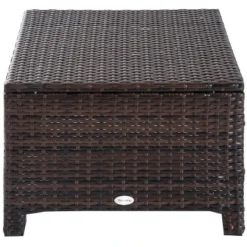 Outsunny 2 Pc 20" Outdoor PE Rattan Wicker Ottoman, Fade-Resistant Patio Footrest With Soft Cushion, Steel Frame, Dark Brown, White -Outsunny GUEST c841fbc8 1126 47c7 8fb3 702614122c53