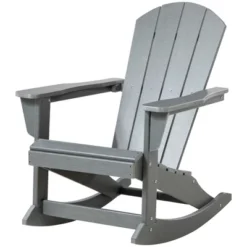 Outsunny Outdoor Rocking Chair, HDPE Adirondack Style Rocker Chair For Porch, Garden, Patio, Light Gray -Outsunny GUEST c9fbbcad 05fa 4e39 8eaf 1194a38ab1d6