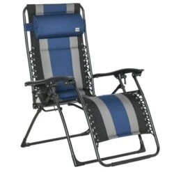 Outsunny XL Oversize Zero Gravity Recliner, Padded Patio Lounger Chair, Folding Chair With Adjustable Backrest, Cup Holder And Headrest For Backyard, Poolside, Lawn -Outsunny GUEST ca80cee9 c073 44eb a6fe 9e726e5b2a4b