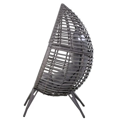 Outsunny Patio Wicker Lounge Chair With Soft Cushion, Outdoor/Indoor PE Rattan Egg Teardrop Cuddle Chair With Height Adjustable Knob For Backyard Garden Lawn Living Room 3 Outsunny Patio Wicker Lounge Chair With Soft Cushion, Outdoor/Indoor PE Rattan Egg Teardrop Cuddle Chair With Height Adjustable Knob For Backyard Garden Lawn Living Room - Image 3