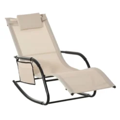 Outsunny Outdoor Rocking Recliner, Sling Sun Lounger With Removable Headrest And Side Pocket For Garden, Patio And Dec -Outsunny GUEST ce357e5c 9d28 4dd6 9a7b 04f3e472c775