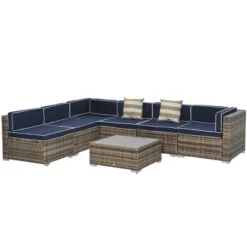 Outsunny 7-Piece Patio Furniture Sets Outdoor Wicker Conversation Sets All Weather PE Rattan Sectional Sofa Set With Cushions & Slat Plastic Wood Table -Outsunny GUEST ce633d5d bf93 4756 9cf2 3d725a716f77