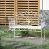 Outsunny 44.75" Antique-Style Outdoor Patio Garden Bench, Metal Loveseat With Ivy Pattern On The Backrest, Cream White