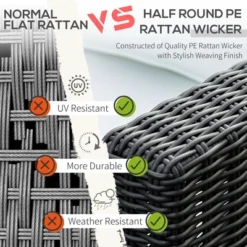 Outsunny 2 Piece Patio Wicker Corner Sofa Set, Outdoor PE Rattan Furniture, With Curved Armrests And Padded Cushions For Balcony, Garden, Or Lawn, Lawn -Outsunny GUEST cfbde0b8 eddb 4f54 8d62 94c34f3c58ac