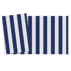 Outsunny RV Mat, Outdoor Patio Rug / Large Camping Carpet With Carrying Bag, 9' X 18', Waterproof Plastic Straw, Reversible, Blue & White Striped -Outsunny GUEST d235f365 352a 42f8 a14b 5d3bfdd35a67