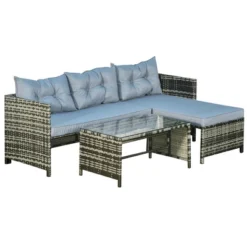 Outsunny 3-Piece Wicker Patio Furniture Sets, Rattan Conversation Sets, Sectional Sofa Set With Cushioned Lounge Chaise For Garden Poolside Or Porch Lounging -Outsunny GUEST d2dea41a 0be3 455e 9aae f64c986fa131
