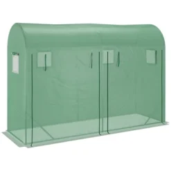 Outsunny 10' X 3' X 7' Tunnel Greenhouse Outdoor Walk-In Hot House With Roll-up Windows And Zippered Door, Steel Frame, PE Cover, Green -Outsunny GUEST d35a0430 ee45 40a7 b64d 23338ce99e92