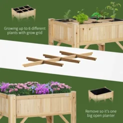 Outsunny Raised Garden Bed, Wood 6 Grid, 31" X 23" With Storage Shelf, Water Draining, Planter Box For Vegetables, Flowers, Herbs, Patio -Outsunny GUEST d576182f f95d 424f a376 87002fbb8e47