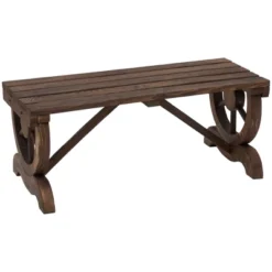 Outsunny 2-Person Garden Bench Outdoor Wagon Wheel Porch Bench For Backyard, Patio, Garden -Outsunny GUEST d606b2a9 f3b5 4d1b bcdb c9486a7968f0