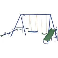 Outsunny 5-in-1 Kids Swing Set Backyard Playground Set With Saucer Swing, Outdoor Slide, Seesaw, Metal Swing Set Outdoor Playset Equipment 7 Outsunny 5-in-1 Kids Swing Set Backyard Playground Set With Saucer Swing, Outdoor Slide, Seesaw, Metal Swing Set Outdoor Playset Equipment -Outsunny GUEST d636bb9e fa59 4ffc b568 94de6ad67a69