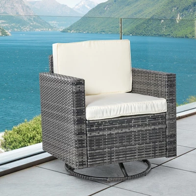 Outsunny Rattan Wicker Swivel Rocking Chair With Armrest, Soft Thick Cushions, Outdoor Club Chair With Steel Frame For Patio, Lawn, Garden, Yard 1 Outsunny Rattan Wicker Swivel Rocking Chair With Armrest, Soft Thick Cushions, Outdoor Club Chair With Steel Frame For Patio, Lawn, Garden, Yard