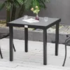 Outsunny Patio Dining Table, Rectangular Aluminum Outdoor Table For Garden Lawn Backyard, Black