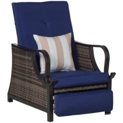 Outsunny Wicker Recliner Outdoor Adjustable Lounge Chair PE Rattan Recline Lounge Furniture, W/ Cushion & Armrest For Backyard, Garden, Patio -Outsunny GUEST d7da3352 794f 4f64 8f52 a63fc3f193e1