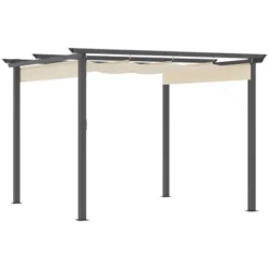 Outsunny 10' X 10' Retractable Pergola Canopy Patio Gazebo Sun Shelter With Aluminum Frame For Outdoors, Cream White -Outsunny GUEST d8b8cffe 19f7 499c b427 146dbe81eac8