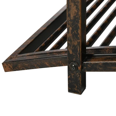 Outsunny 3.4FT Metal Arch Zen Garden Bridge With Safety Siderails, Decorative Footbridge, Delicate Floral Scrollwork For Stream, Fish Pond, Brown 5 Outsunny 3.4FT Metal Arch Zen Garden Bridge With Safety Siderails, Decorative Footbridge, Delicate Floral Scrollwork For Stream, Fish Pond, Brown - Image 5