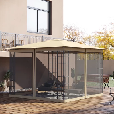 Outsunny 10' X 10' Replacement Mesh Sidewall Netting For Patio Gazebos And Canopy Tents With Zippers (Sidewall Only), Beige 1 Outsunny 10' X 10' Replacement Mesh Sidewall Netting For Patio Gazebos And Canopy Tents With Zippers (Sidewall Only), Beige