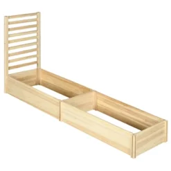 Outsunny 43 In Raised Garden Bed With Trellis For Vine Climbing, Wooden Planters For Outdoor Plants, Vegetables, Flowers, Herbs, Natural -Outsunny GUEST db346ceb 5a41 46a0 a225 ded6064a051e