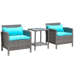 Outsunny 3 Pcs Rattan Wicker Bistro Set With Soft Cushions, Outdoor Conversation Coffee Sets With Glass Table Top And Open Storage Shelf For Patio, Backyard, Garden 16 Outsunny 3 Pcs Rattan Wicker Bistro Set With Soft Cushions, Outdoor Conversation Coffee Sets With Glass Table Top And Open Storage Shelf For Patio, Backyard, Garden -Outsunny GUEST dbbd250b 9c58 4f76 849c 9a2fc14be5bd