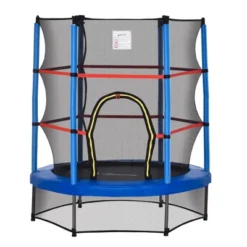 Outsunny Φ5FT Kids Trampoline With Enclosure Net Steel Frame Indoor Outdoor Round Bouncer Rebounder Age 3 To 6 Years Old -Outsunny GUEST de11aed4 51a9 464b 99ba 401169628b16