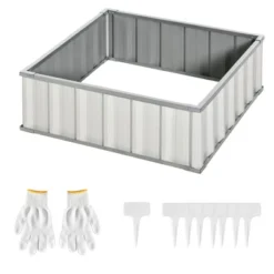 Outsunny 3x3ft Galvanized Raised Garden Bed, Steel Planter For Outdoor Plants, No Bottom W/ A Pairs Of Glove For Backyard, Patio To Grow Vegetables, Herbs, And Flowers -Outsunny GUEST de82754b d4e9 4b57 ad12 562f7787581a