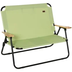 Outsunny Portable Folding Double Camping Chair Cup Holder, Loveseat For 2 Person, Outdoor Chair With Wood Armrest Beach Travel -Outsunny GUEST e06d4fb9 15b7 4d80 aff1 82505dac9b11