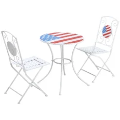 Outsunny 3 Piece Patio Bistro Set, Folding Outdoor Furniture With USA Mosaic Table And Chairs For 4th Of July, Balcony, American Flag -Outsunny GUEST e1c23216 de89 4a80 b6e9 33fb988674eb