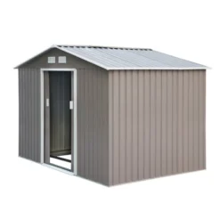 Outsunny 9' X 6' Metal Storage Shed Garden Tool House With Double Sliding Doors, 4 Air Vents For Backyard, Patio, Lawn Gray -Outsunny GUEST e2048c72 7f3e 42b9 be35 32eac720b417