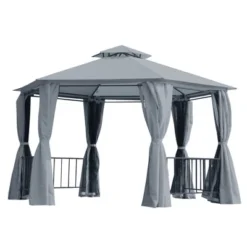 Outsunny 13' X 13' Outdoor Patio Gazebo Canopy Pavilion With Removable Mesh Netting, Curtains, Double Tiered Roof, UV Protection & Large Floor Space -Outsunny GUEST e23504c1 2966 42a9 9b82 bebe55909e5c